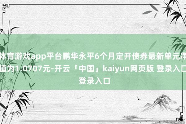 体育游戏app平台鹏华永平6个月定开债券最新单元净值为1.0707元-开云「中国」kaiyun网页版 登录入口