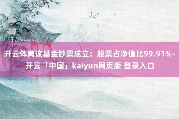 开云体育该基金钞票成立：股票占净值比99.91%-开云「中国」kaiyun网页版 登录入口