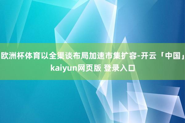 欧洲杯体育以全渠谈布局加速市集扩容-开云「中国」kaiyun网页版 登录入口