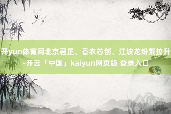 开yun体育网北京君正、香农芯创、江波龙纷繁拉升-开云「中国」kaiyun网页版 登录入口