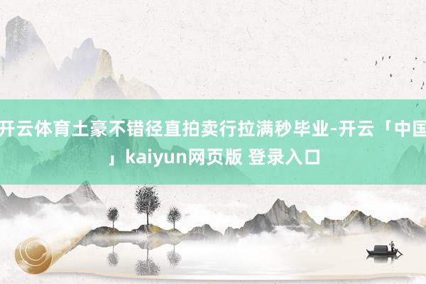 开云体育土豪不错径直拍卖行拉满秒毕业-开云「中国」kaiyun网页版 登录入口