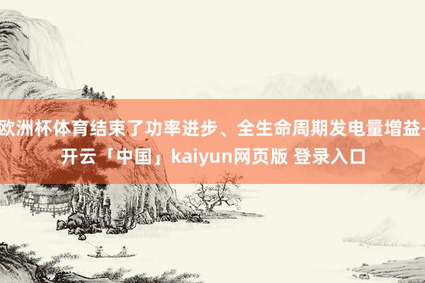 欧洲杯体育结束了功率进步、全生命周期发电量增益-开云「中国」kaiyun网页版 登录入口
