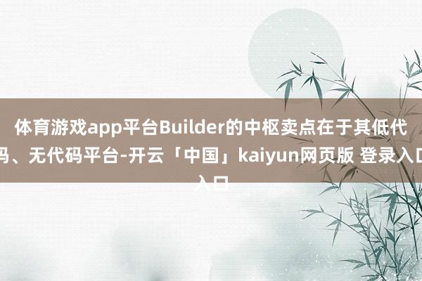 体育游戏app平台Builder的中枢卖点在于其低代码、无代码平台-开云「中国」kaiyun网页版 登录入口