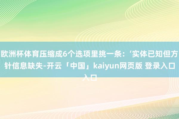 欧洲杯体育压缩成6个选项里挑一条：‘实体已知但方针信息缺失-开云「中国」kaiyun网页版 登录入口